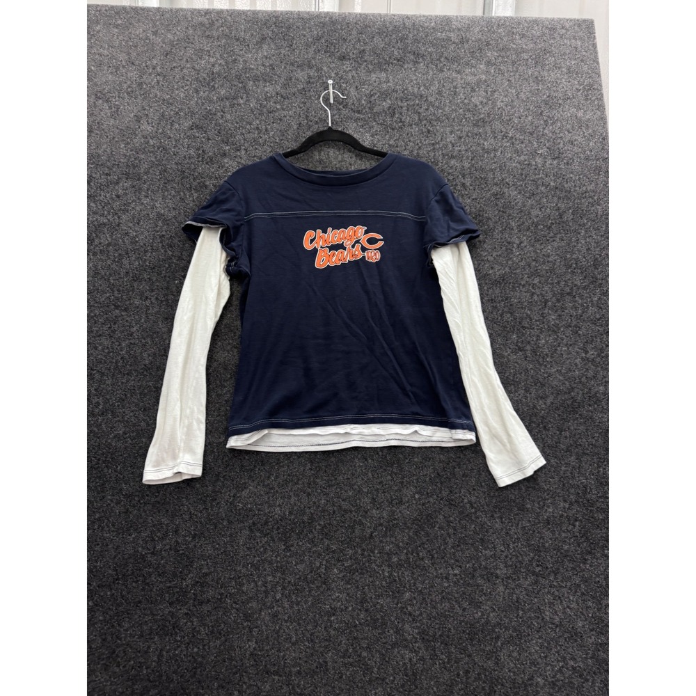 NFL For Her Chicago Bears Layered Long Sleeve Shirt Navy White XL Vintage Style